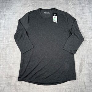 Under Armour Shirt Mens Large Black Thread borne 3/4 Sleeve Fitted Gym Training